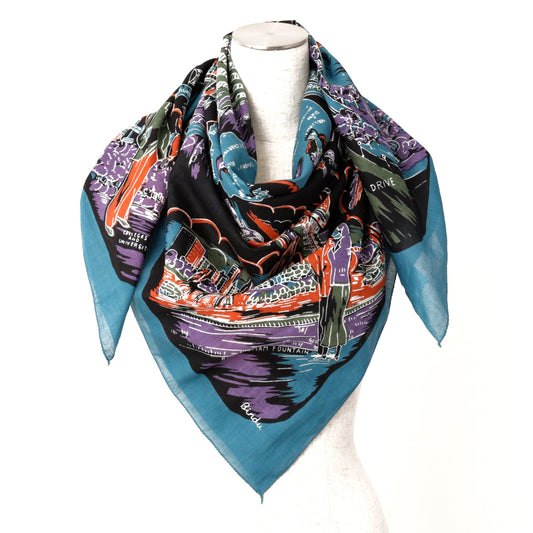 ILLINOI(イリノイ) マップ・スカーフ・ブルー