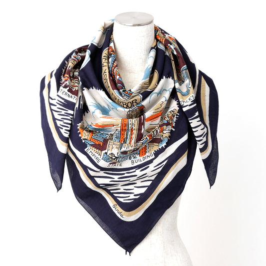 NY2 マップ・スカーフ ・ネイビー