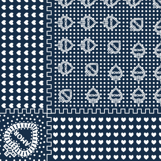 アモールプリントバンダナ・ネイビー