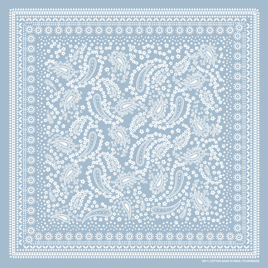 Floral Paisley Print Bandana - Sax