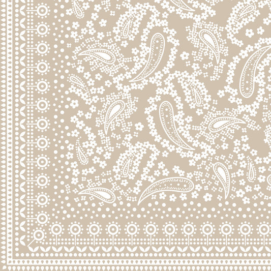 Floral Paisley Print Bandana - Beige