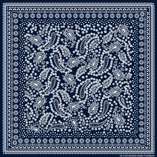 Flower Paisley Print Bandana - Navy
