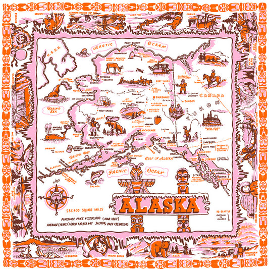 アラスカマップバンダナ・オレンジ