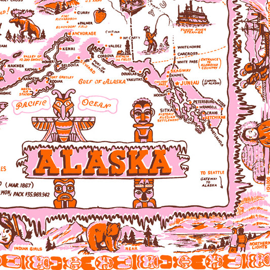 アラスカマップバンダナ・オレンジ