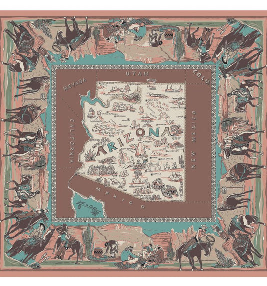 アリゾナマップ・バンダナBrownMint