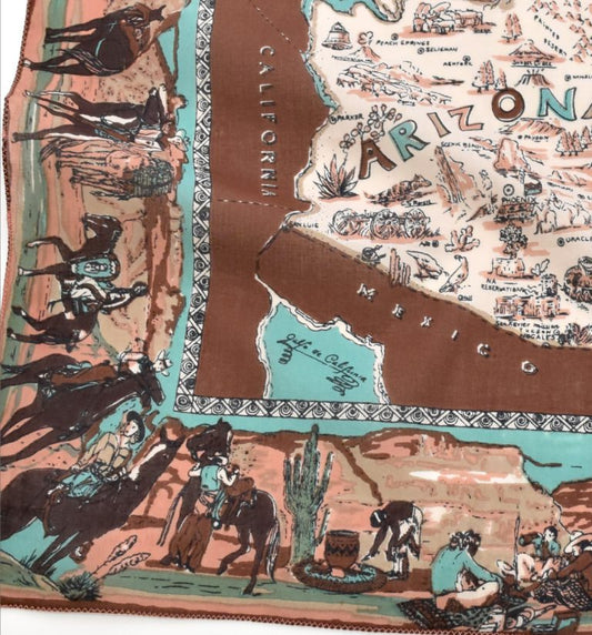 アリゾナマップ・バンダナBrownMint