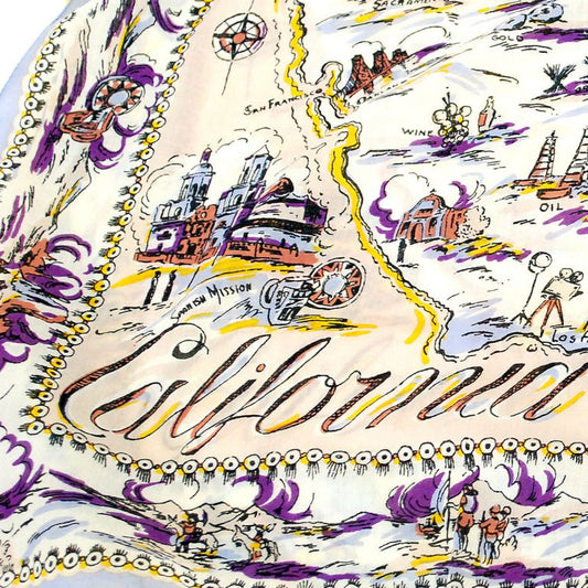 New California2 (ニューカリフォルニア)・マッププリント・バンダナ Purple