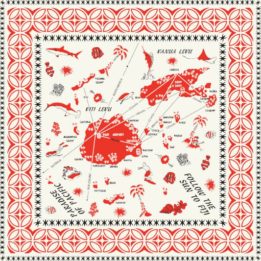 FIJI (フィジー)マッププリント バンダナ・レッド