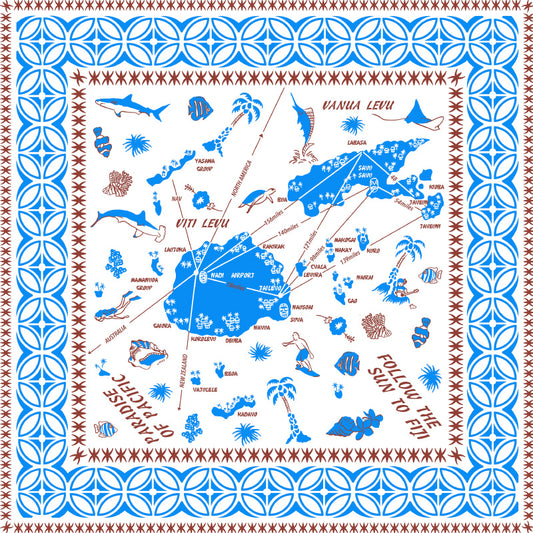 FIJII (フィジー)マッププリント バンダナ・ブルー