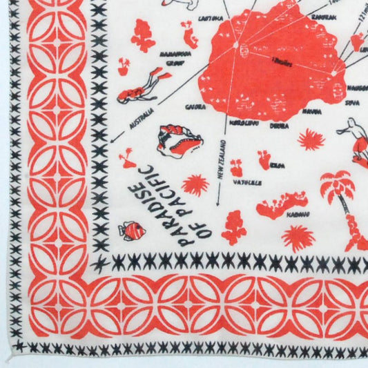 FIJI (フィジー)マッププリント バンダナ・レッド