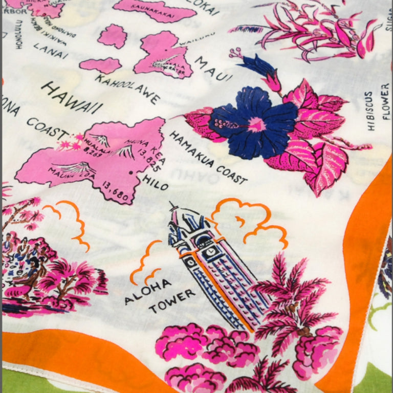 HAWAII Map Print Bandana Orange
