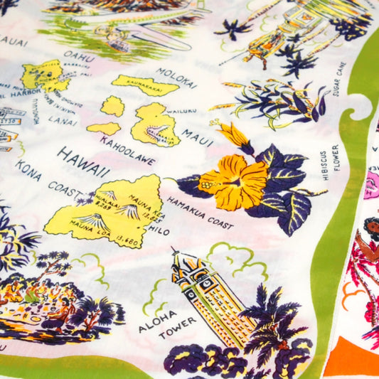 HAWAII (ハワイ)マッププリント・バンダナ・ライトグリーン