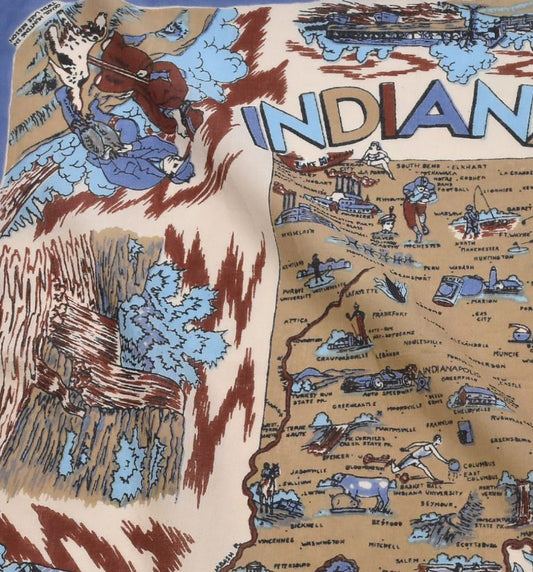 インディアナマップ・バンダナBlue