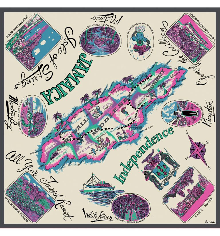 Jamaica map bandana pink type