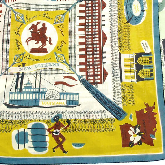 New Orleans (ニューオリンズ)・マッププリント・バンダナ・Yellow