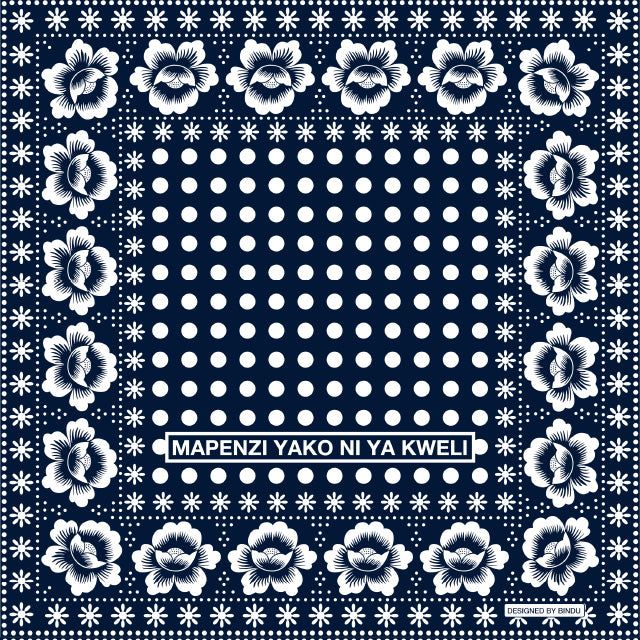 bbb1312 African Pop Orchid Bandana Navy