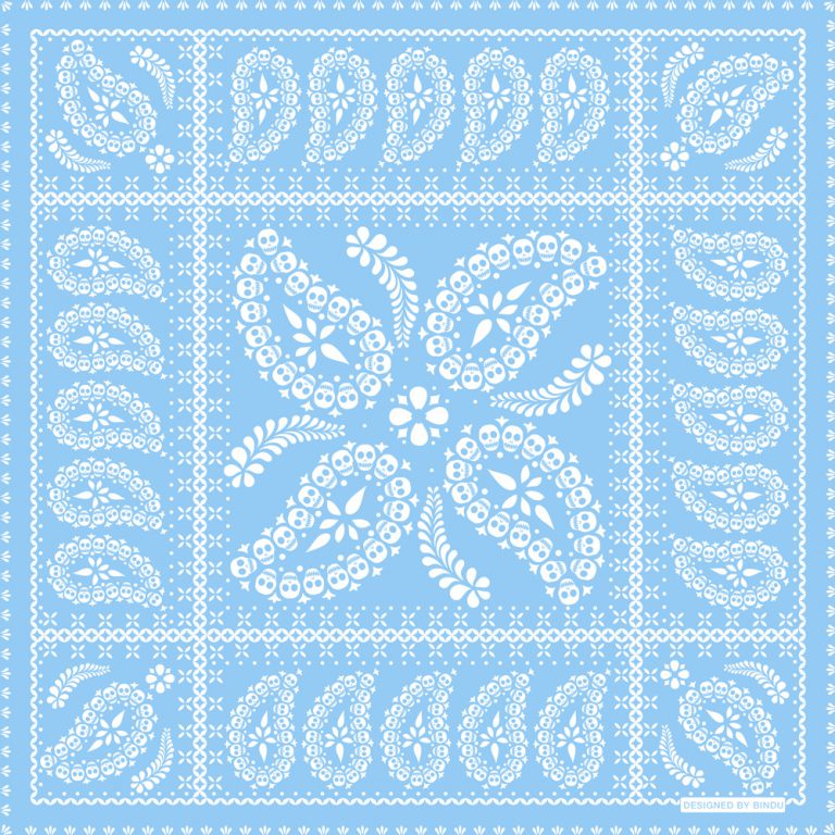 Skull Paisley Print Bandana - Sax