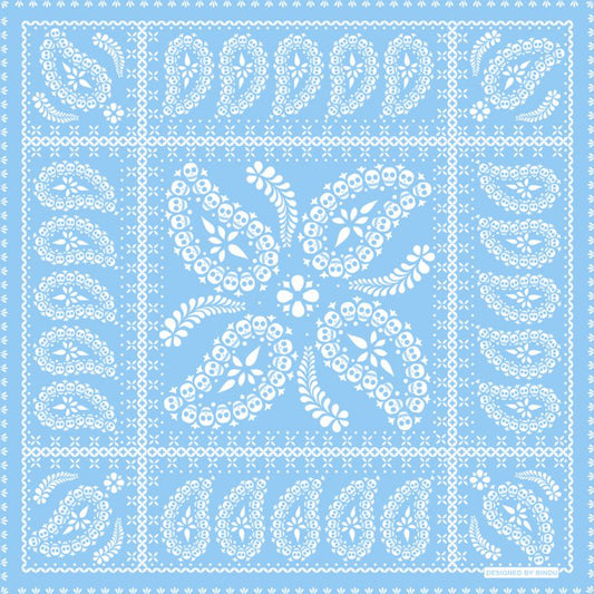 スカルペイズリープリントバンダナ・サックス