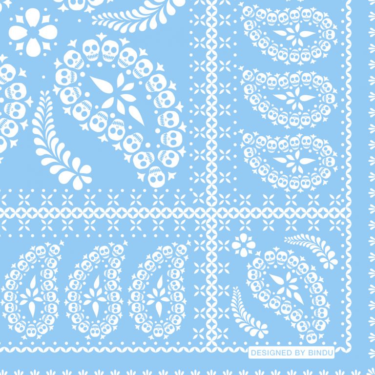 Skull Paisley Print Bandana - Sax