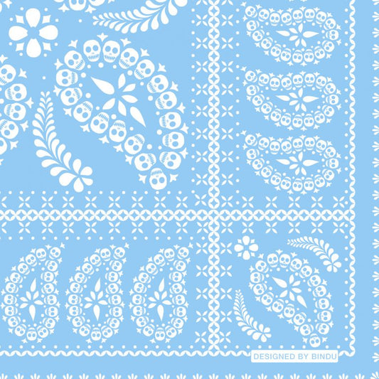 スカルペイズリープリントバンダナ・サックス