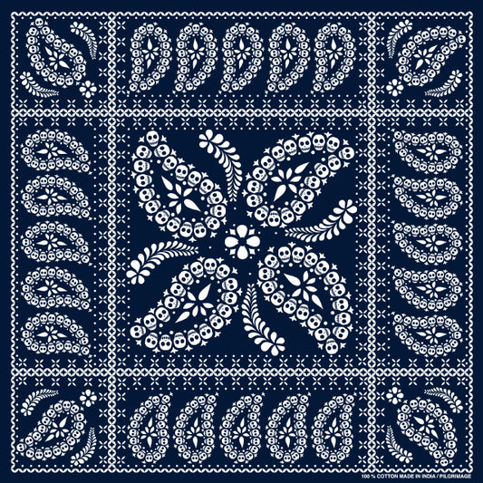 スカルペイズリープリントバンダナ・ネイビー