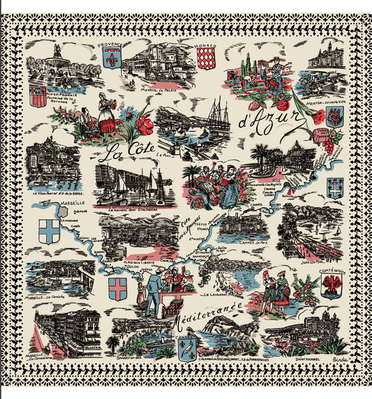 ヴィルフランシュ・マップ・バンダナ・ナチュラル