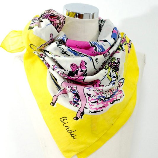 Cuba “ (キューバ)・ヴィンテージ風マッププリント スカーフ Yellow