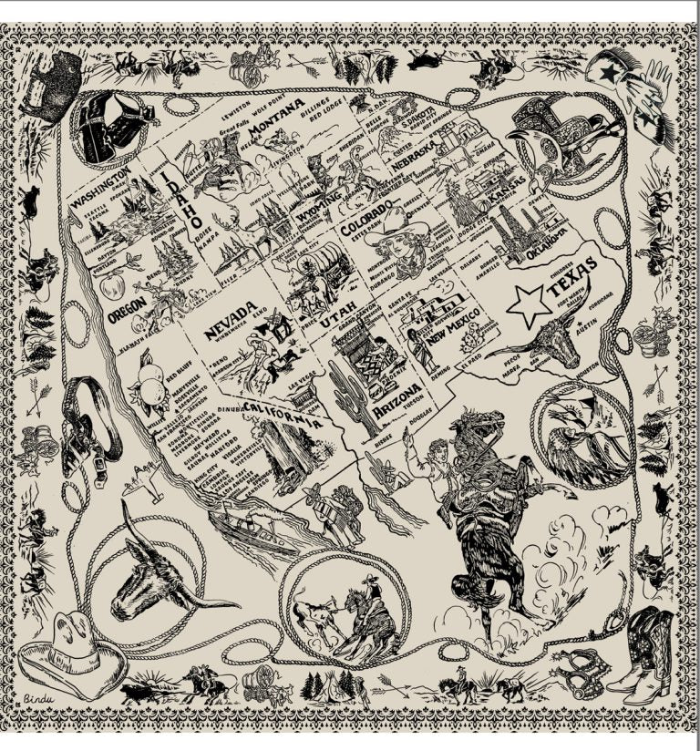 Midwest Map Scarf Natural