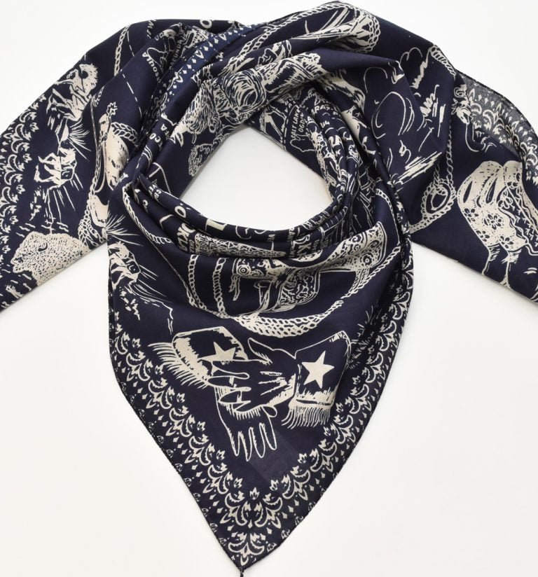 W&LT スカーフ Midwestマップ・スカーフnavy – Bindu Web Shop
