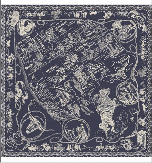 Midwest Map Scarf Navy
