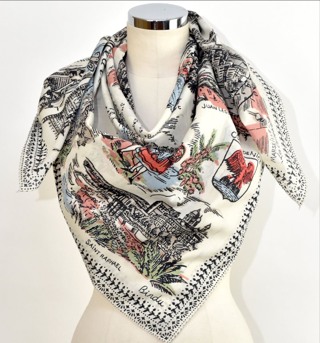 Villefranche Map Scarf Natural