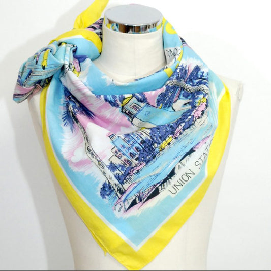 LAプリント・スカーフ・ライトブルー