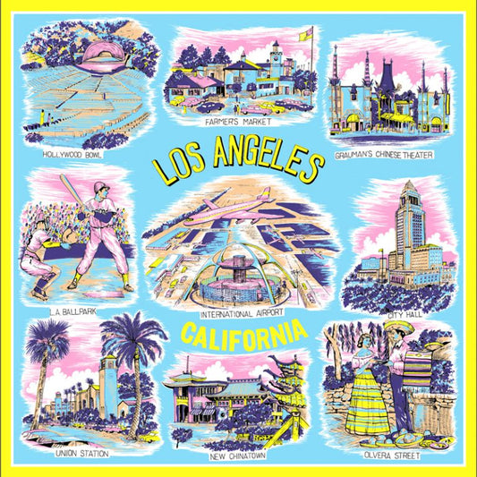 LAプリント・スカーフ・ライトブルー