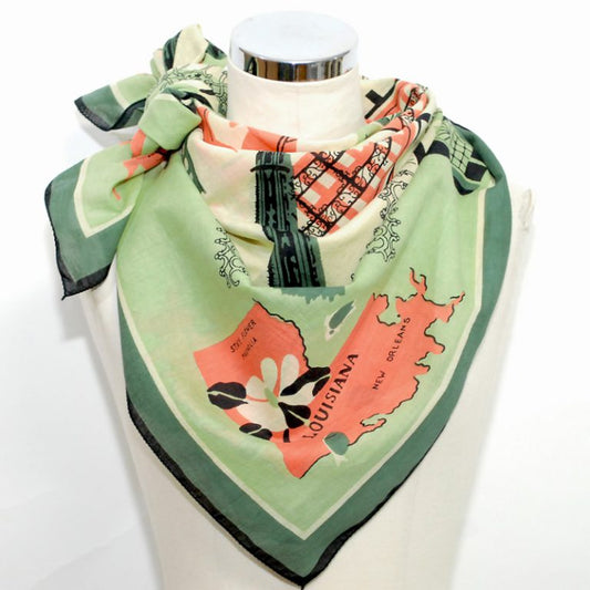 New Orleans”(ニューオリンズ)・マッププリント・スカーフ・Mint
