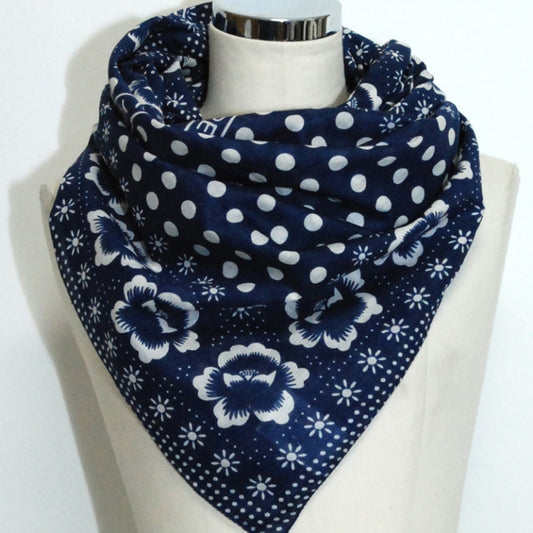 オーキッドプリント・スカーフ・ネイビー