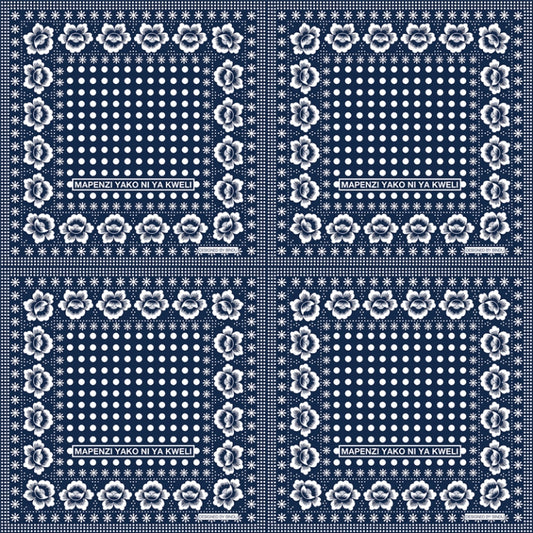 オーキッドプリント・スカーフ・ネイビー