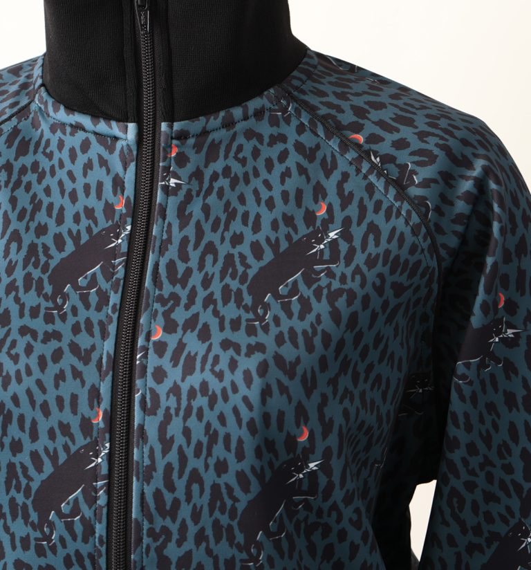 BTJ5C3-African Print Track Jacket-Lightning Panther