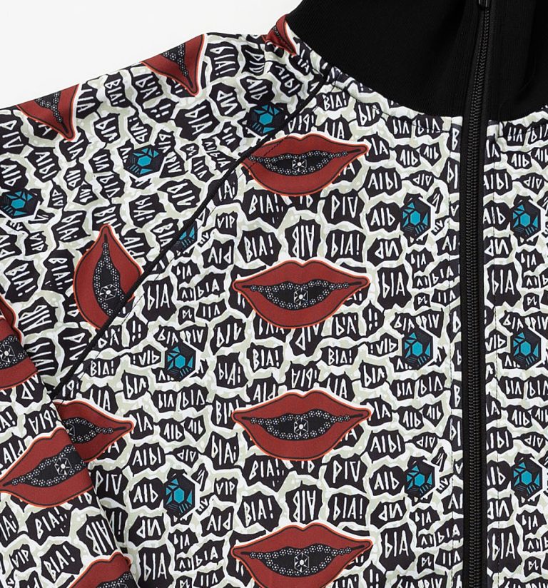 BTJ5C4-African Print Track Jacket-Diamond Lips