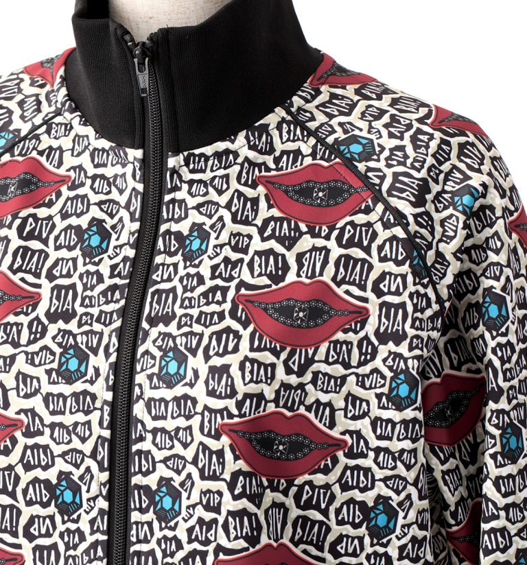 BTJ5C4-African Print Track Jacket-Diamond Lips