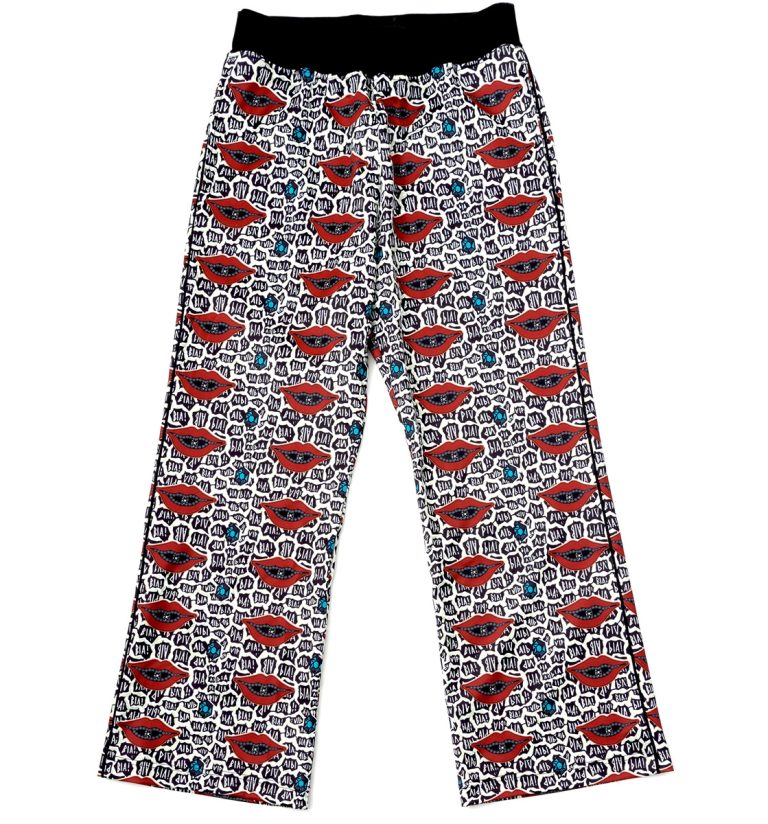 BTJ6C4-African Print Track Pants-Diamond Lips