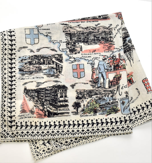 ヴィルフランシュ・マップ・バンダナ・ナチュラル