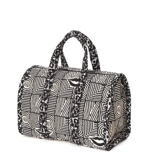 Heavy Love Jacquard Mini Boston Bag - Natural/Black