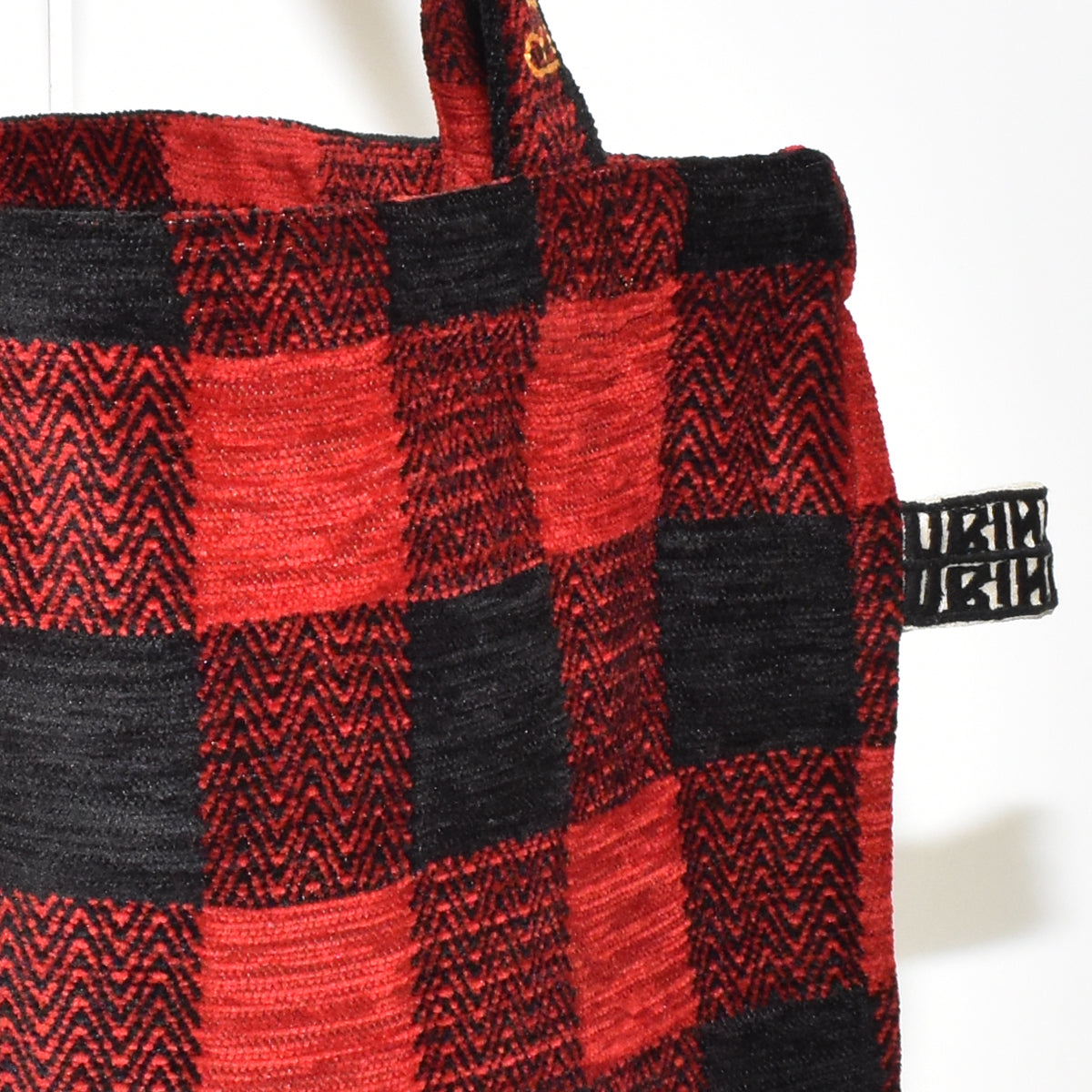 Chenille Buffalo Plaid Jacquard Small Tote Bag ジャカードトートバッグ / BBB-2086 c#1 Red