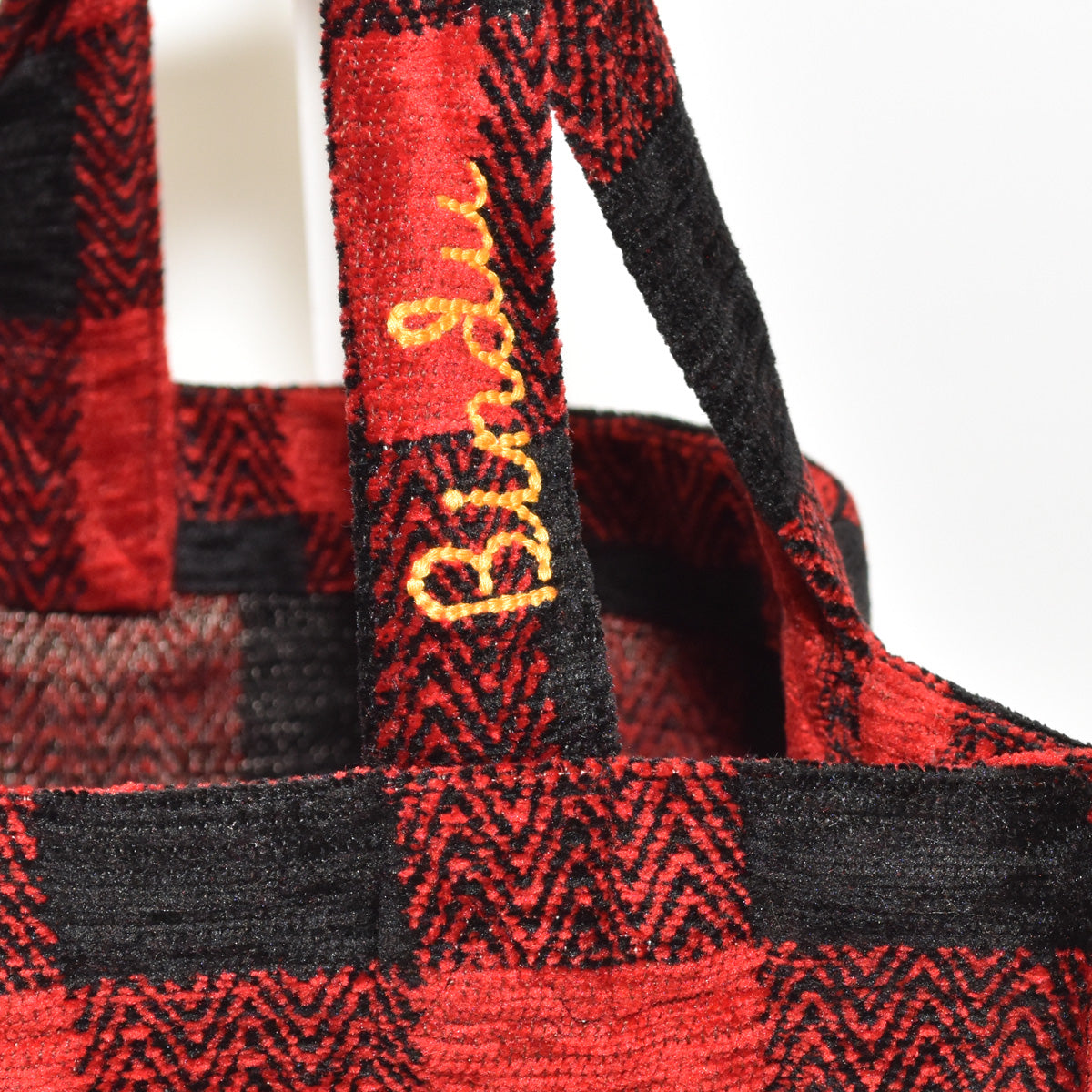 Chenille Buffalo Plaid Jacquard Small Tote Bag ジャカードトートバッグ / BBB-2086 c#1 Red