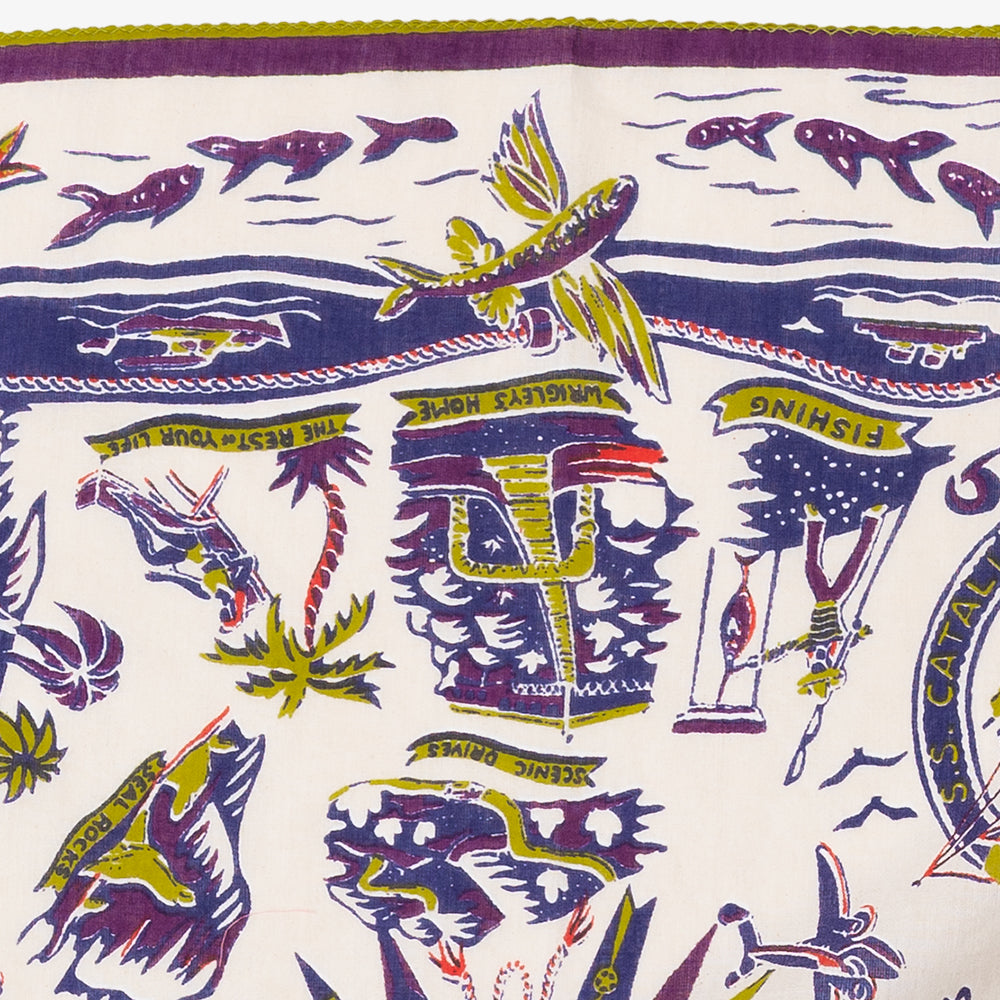 Catalina Map Bandana Natural / BBB1312-Catalina-c1