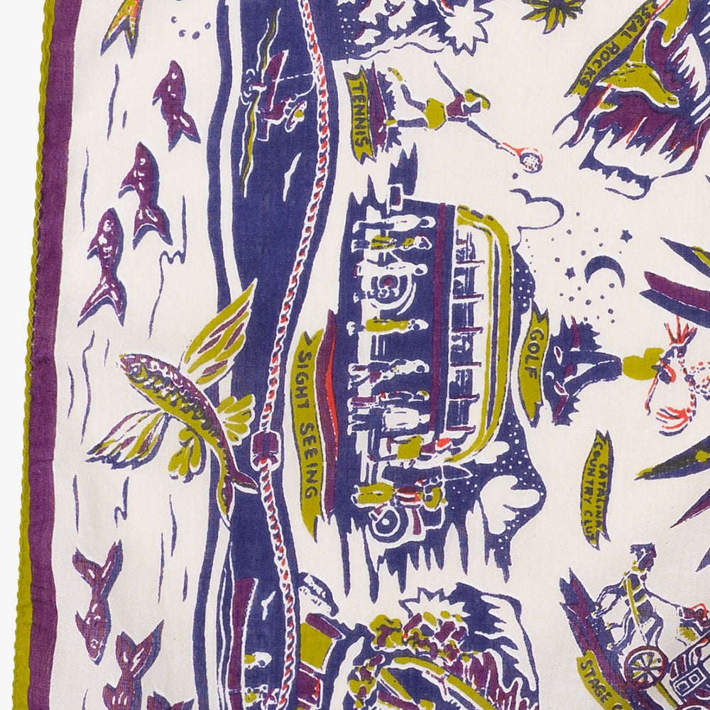 Catalina Map Bandana Natural / BBB1312-Catalina-c1