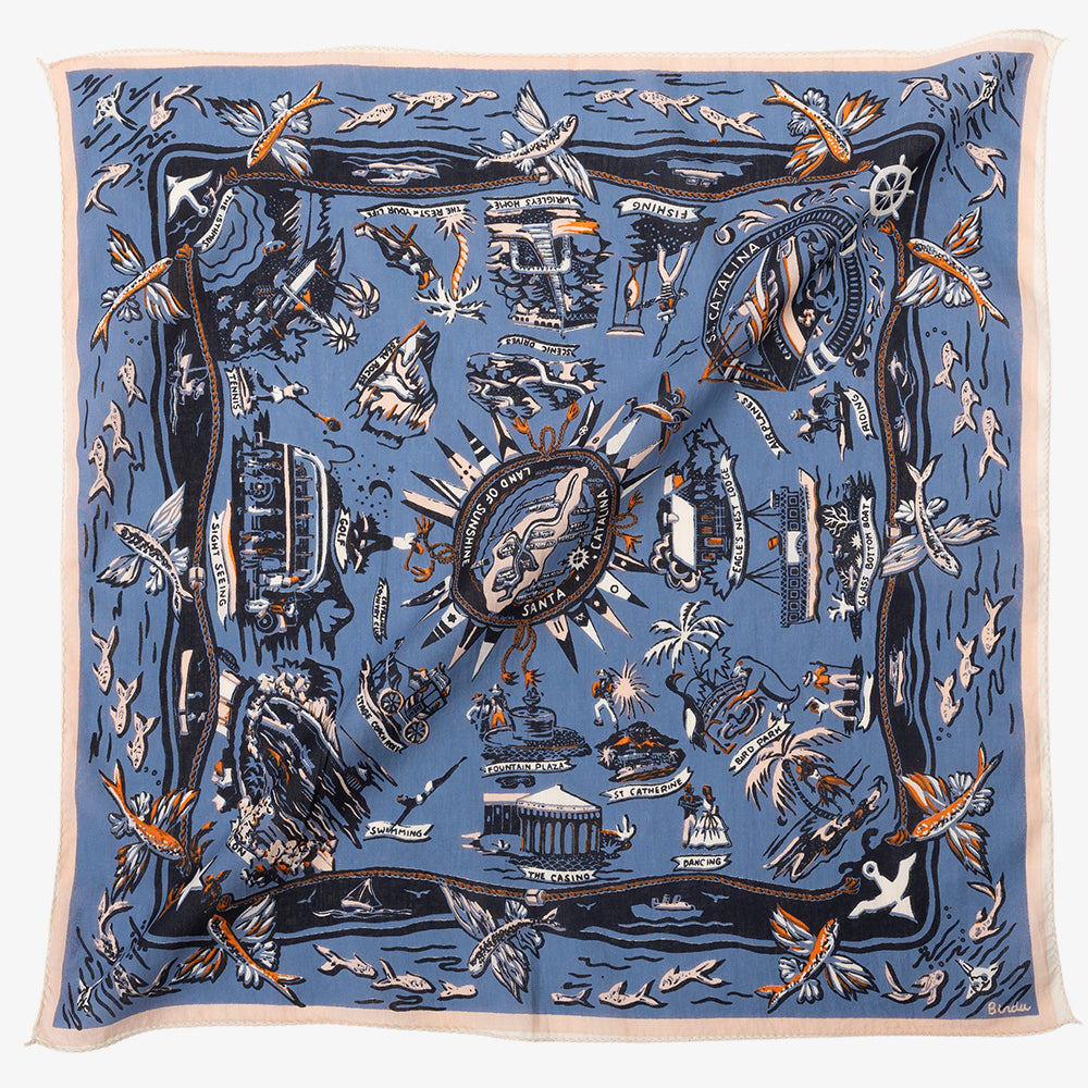 Catalina Map Bandana Saxe / BBB1312-Catalina-c2