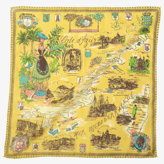 Côte d'azur マップバンダナ Beige / BBB1312-Cotedazur-c1