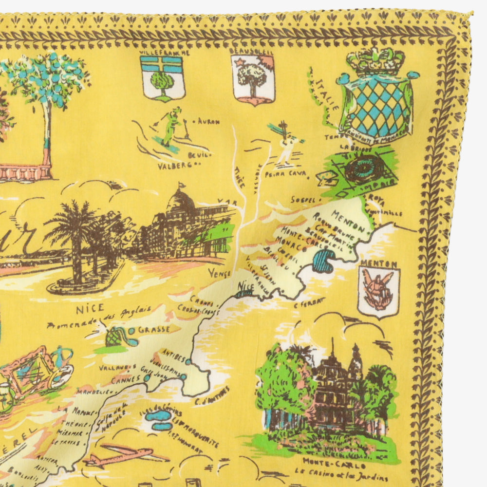 Côte d'Azur Map Bandana Beige / BBB1312-Cotedazur-c1