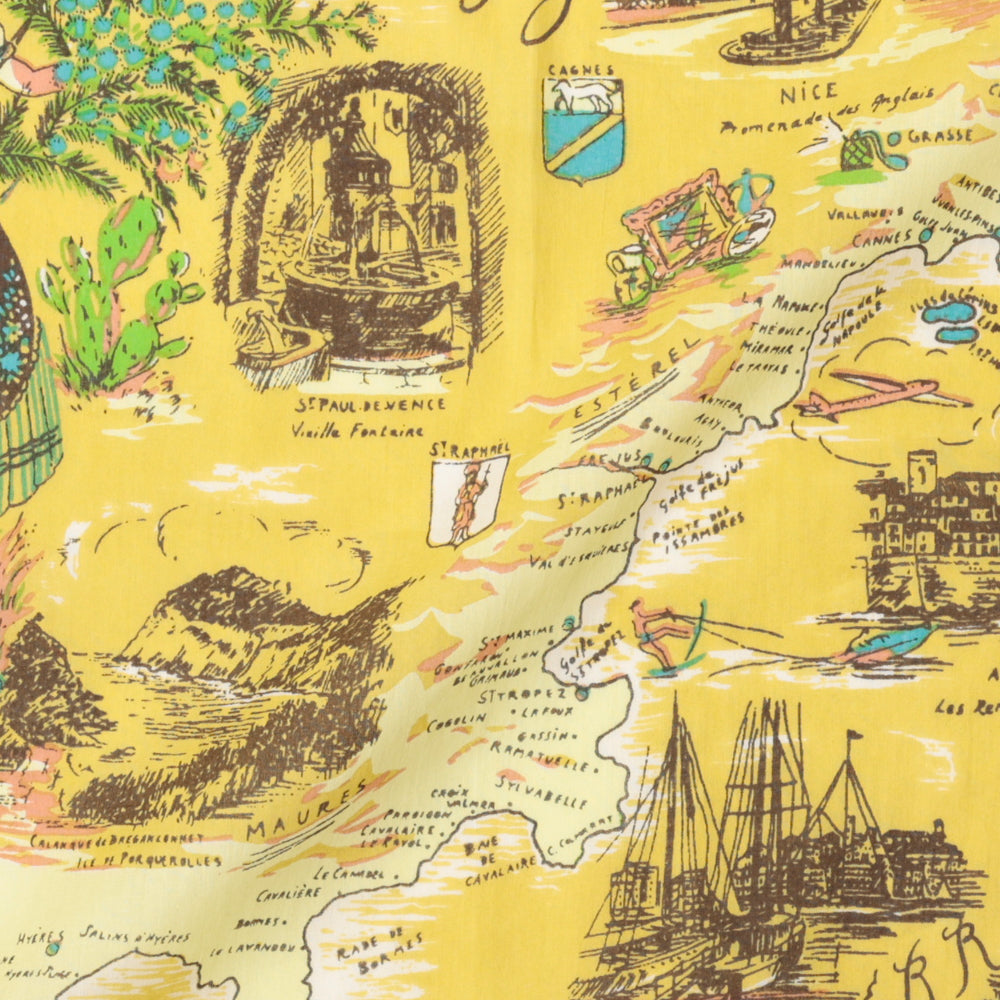 Côte d'Azur Map Bandana Beige / BBB1312-Cotedazur-c1